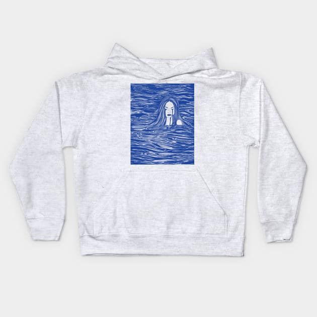 Blue Sea Nymph Kids Hoodie by ECMazur